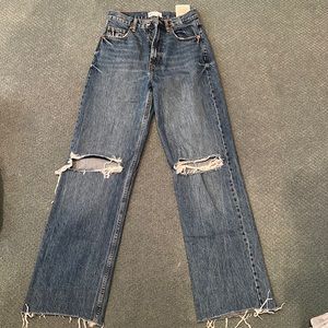Zara wide leg ripped jeans size 2